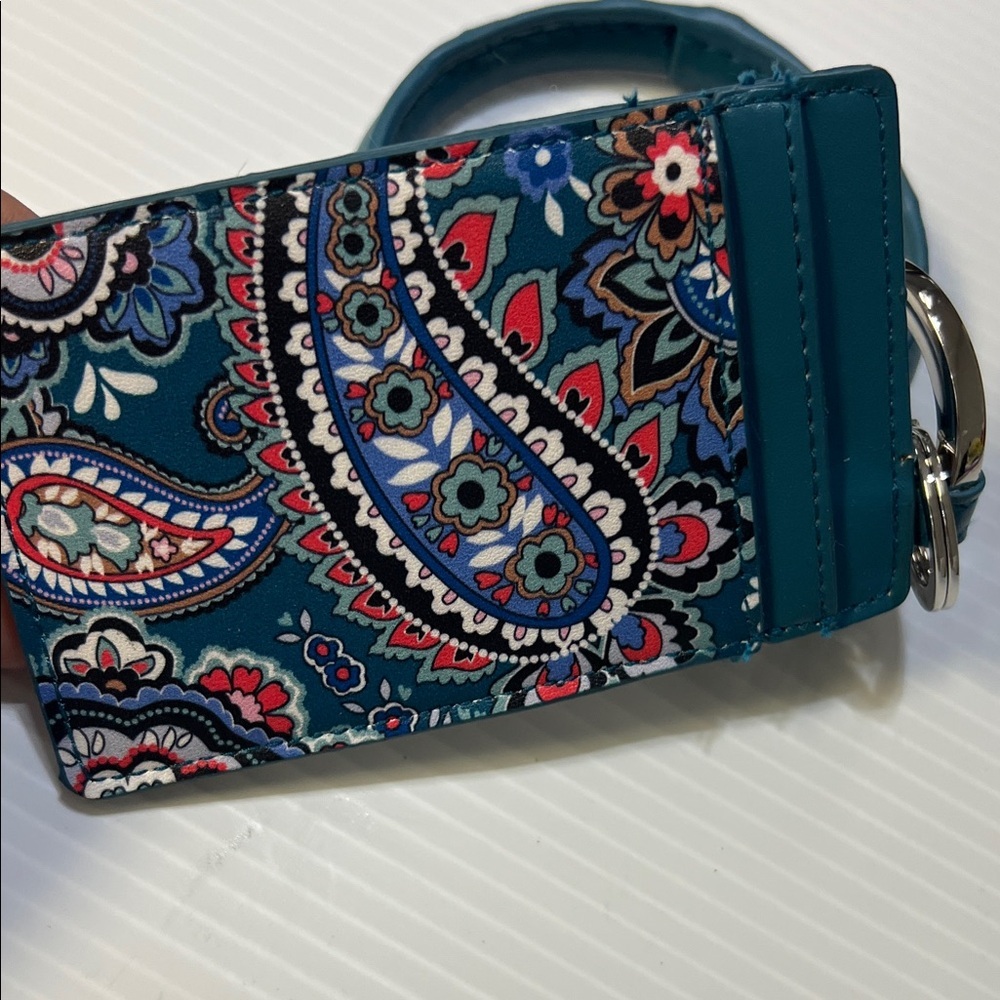 Vera Bradley Teal Paisley Wristlet with Keychain - Picture 4 of 6